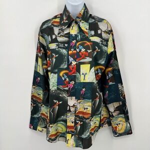 Vintage 70s Kennington Disney Disco Shirt Fantasia Mickey Wizard Sorcerer